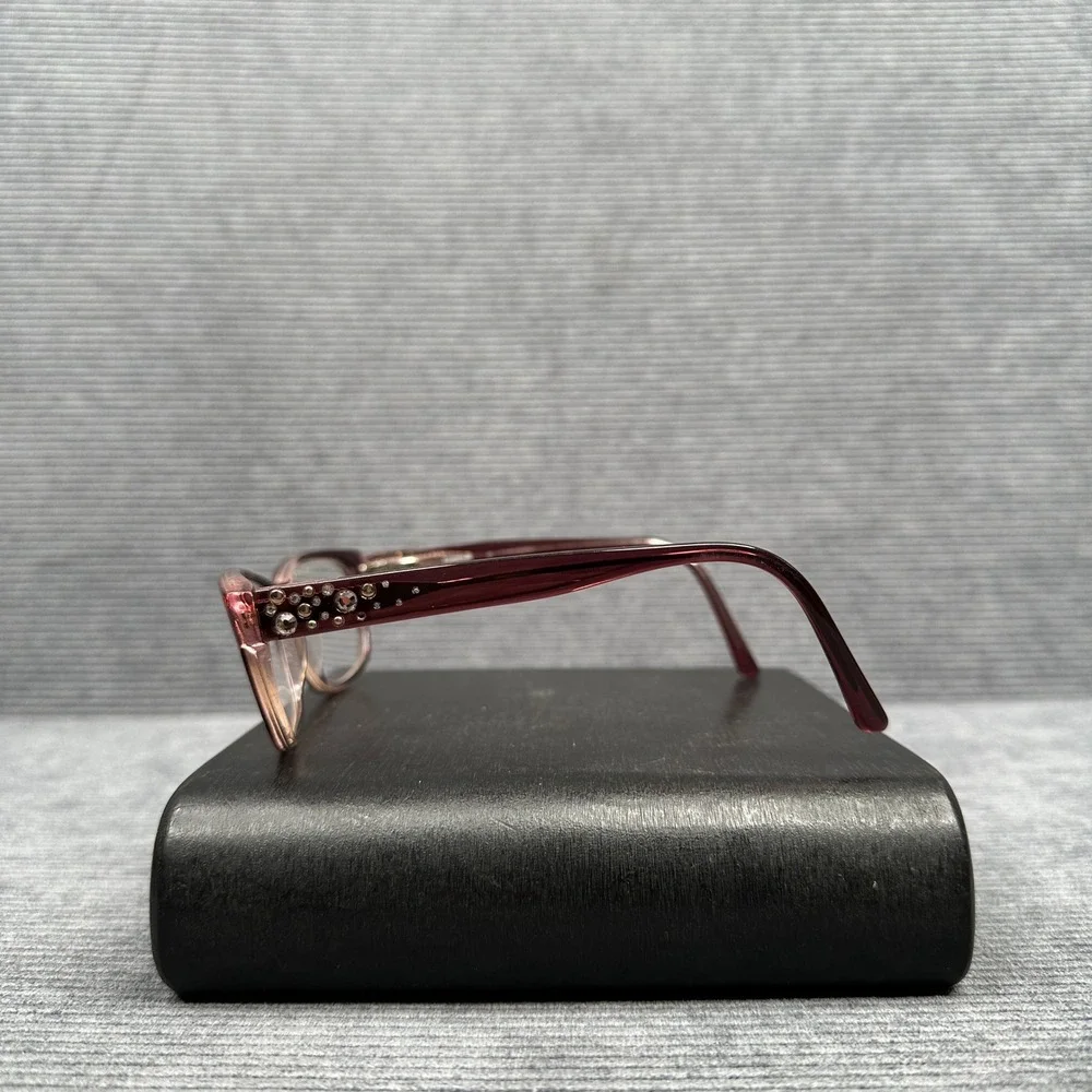 Bebe Promising Berry Purple Rhinestone Rectangular Eyeglasses Frames 512 135
